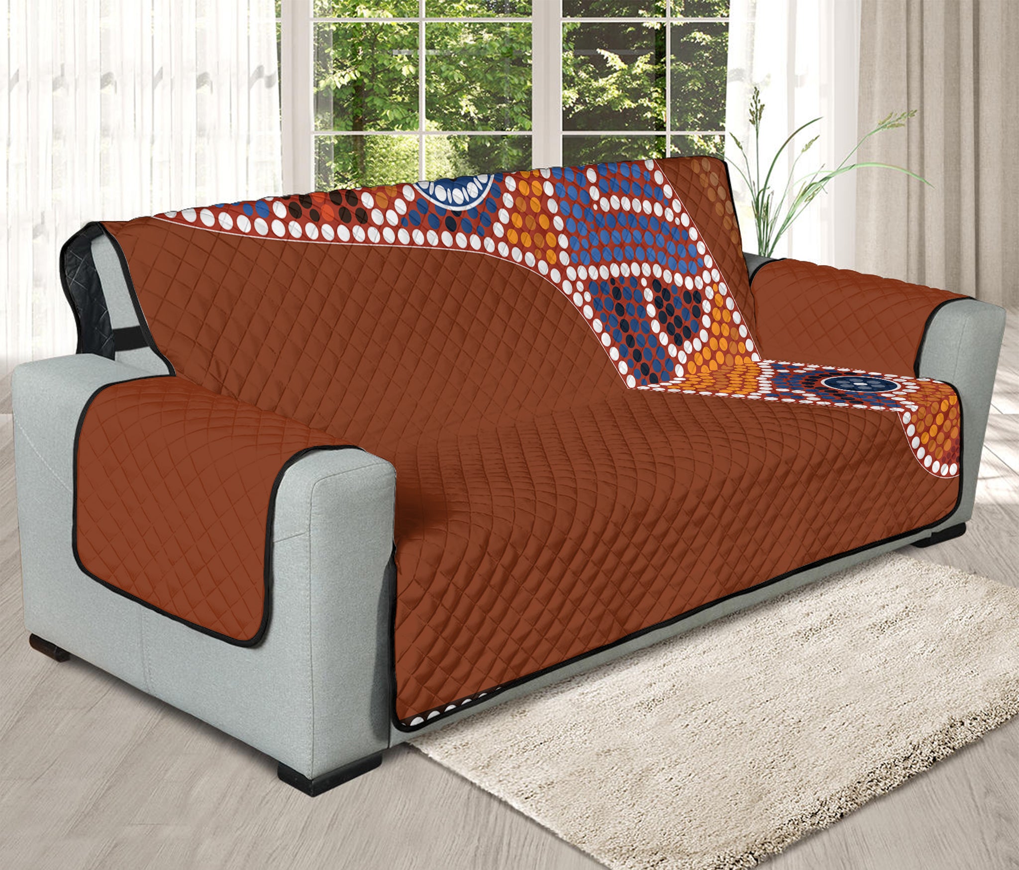 Aboriginal Dot Boomerang Print Oversized Sofa Protector