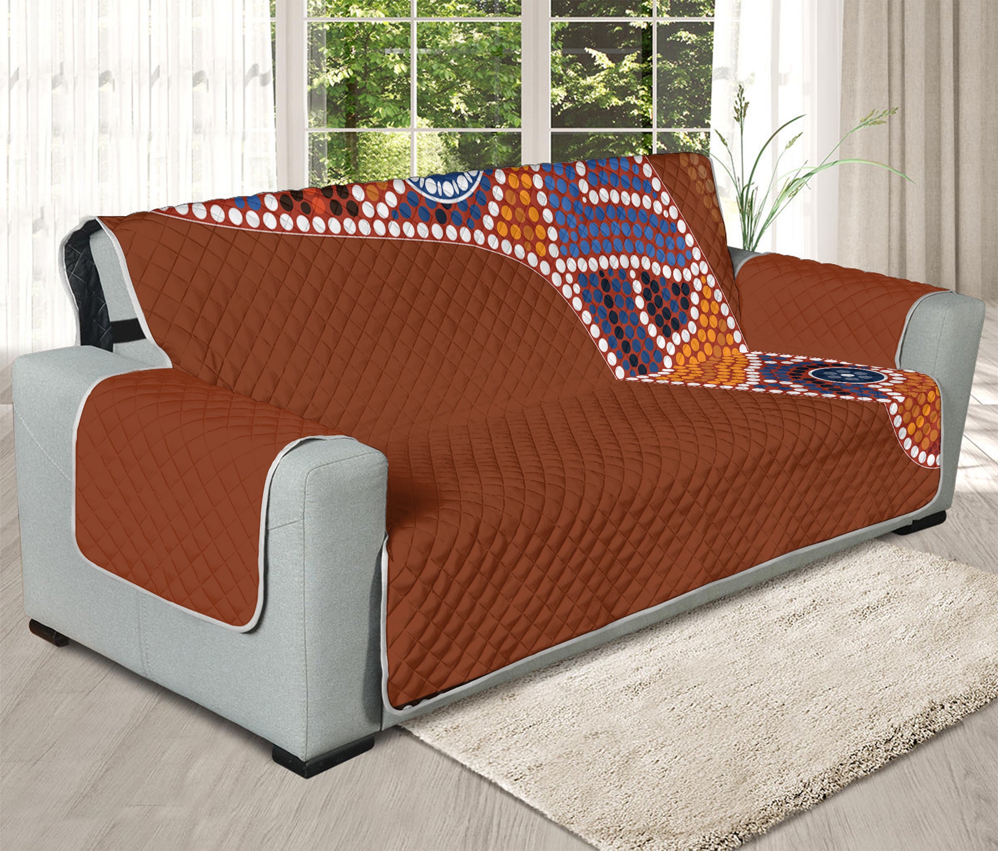 Aboriginal Dot Boomerang Print Oversized Sofa Protector