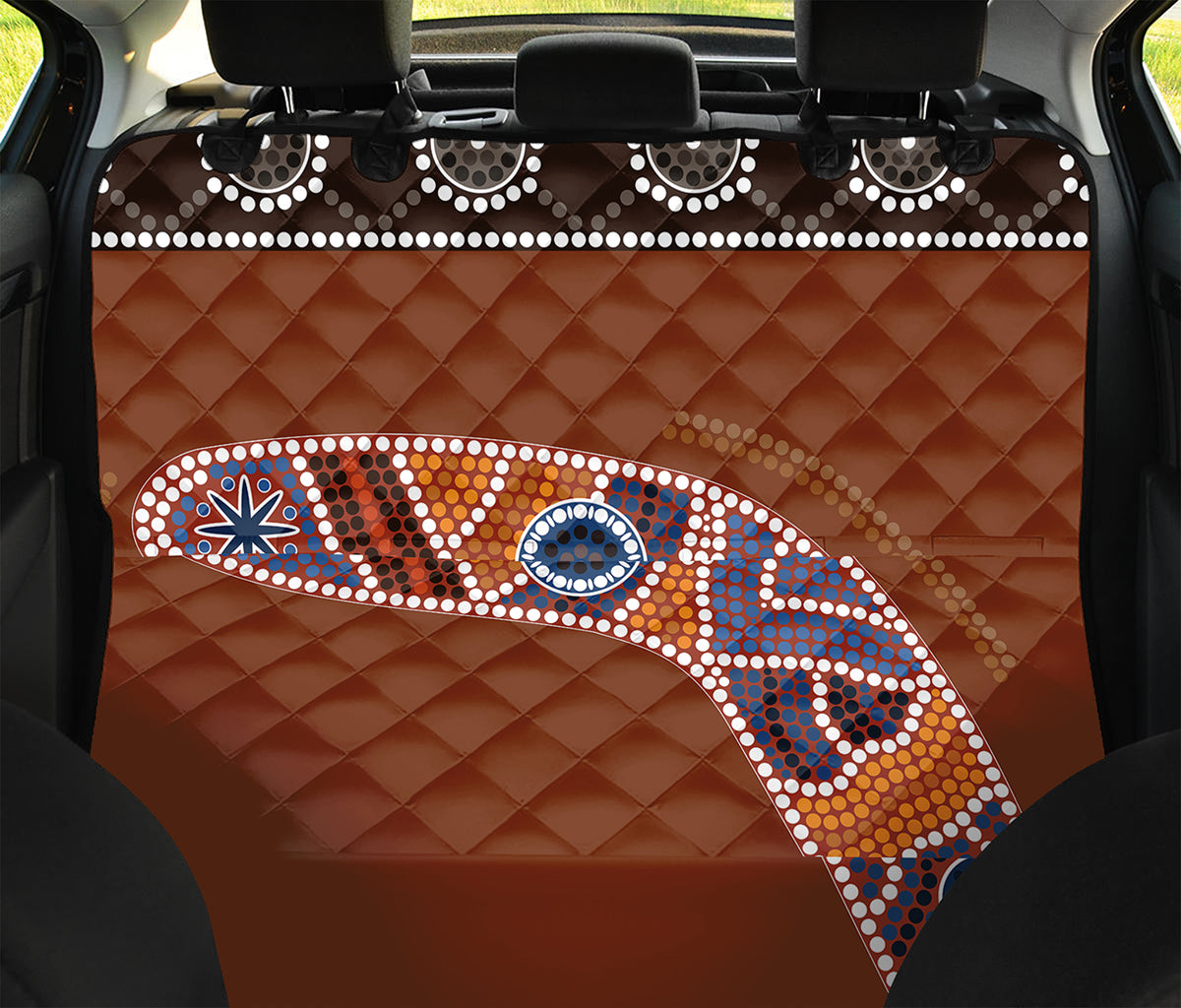 Aboriginal Dot Boomerang Print Pet Car Back Seat Cover