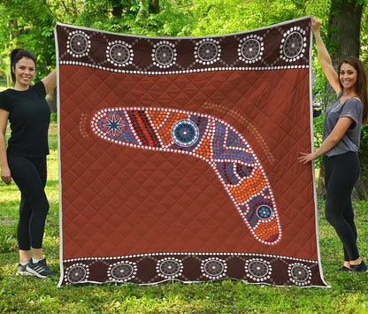 Aboriginal Dot Boomerang Print Quilt