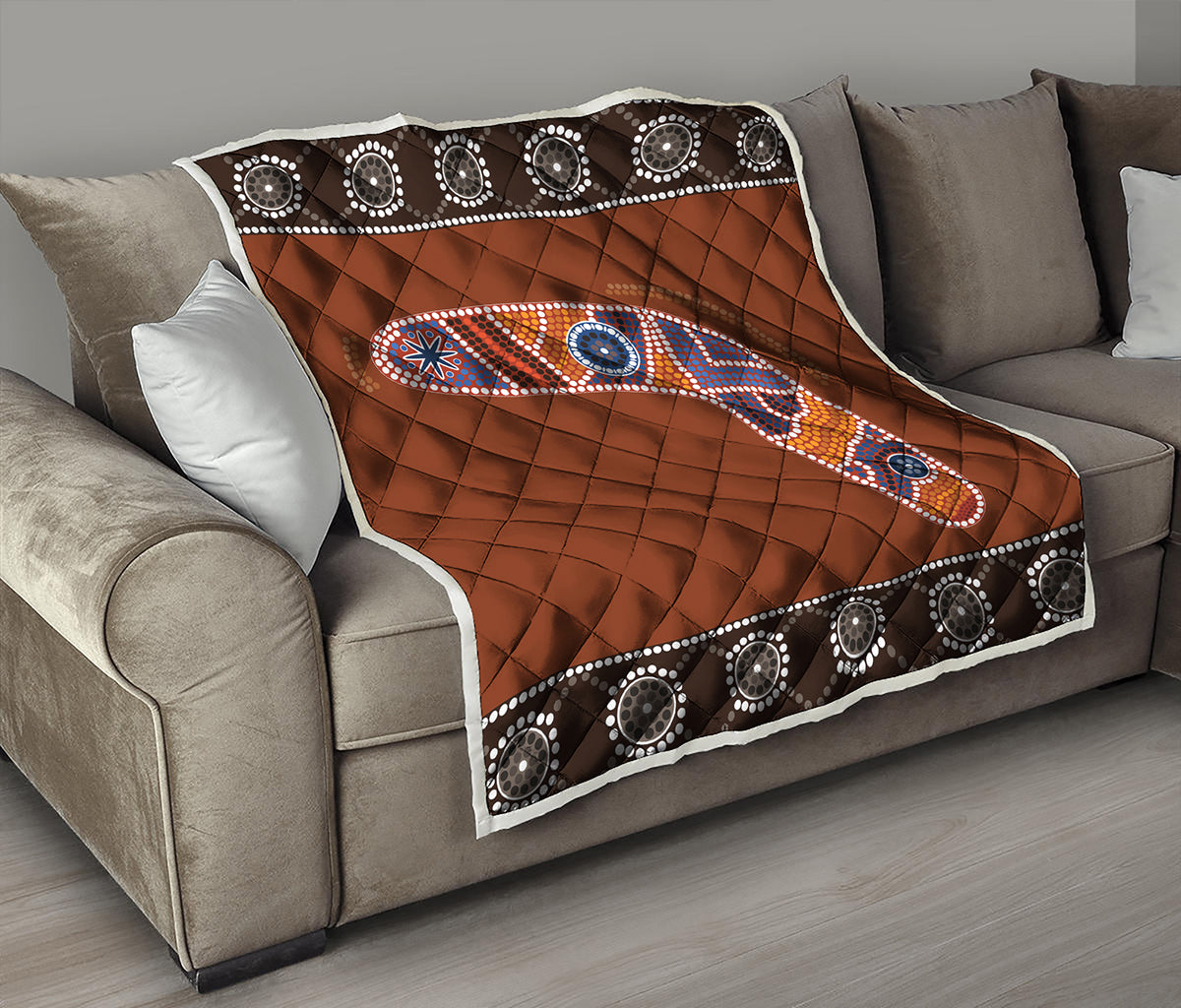 Aboriginal Dot Boomerang Print Quilt