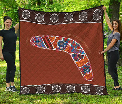Aboriginal Dot Boomerang Print Quilt