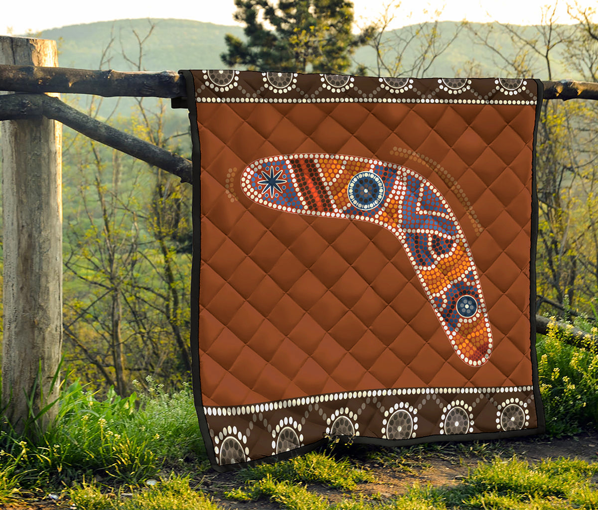 Aboriginal Dot Boomerang Print Quilt