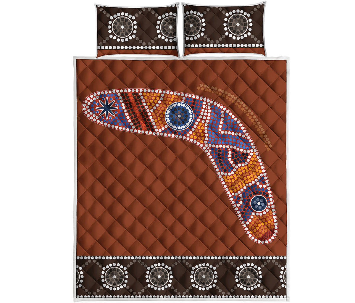 Aboriginal Dot Boomerang Print Quilt Bed Set