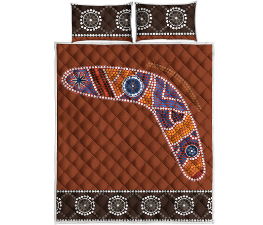 Aboriginal Dot Boomerang Print Quilt Bed Set