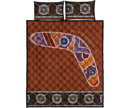 Aboriginal Dot Boomerang Print Quilt Bed Set