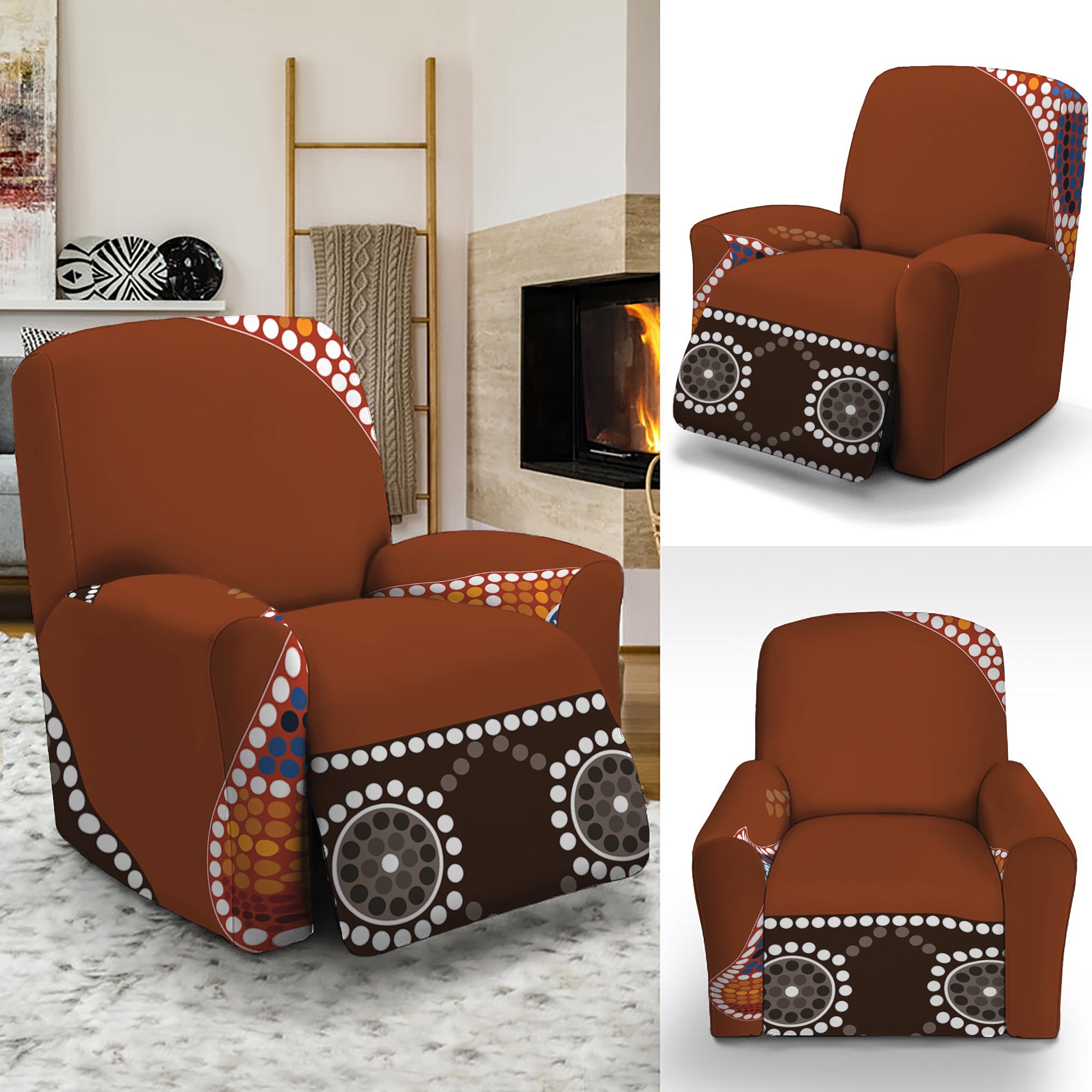 Aboriginal Dot Boomerang Print Recliner Slipcover