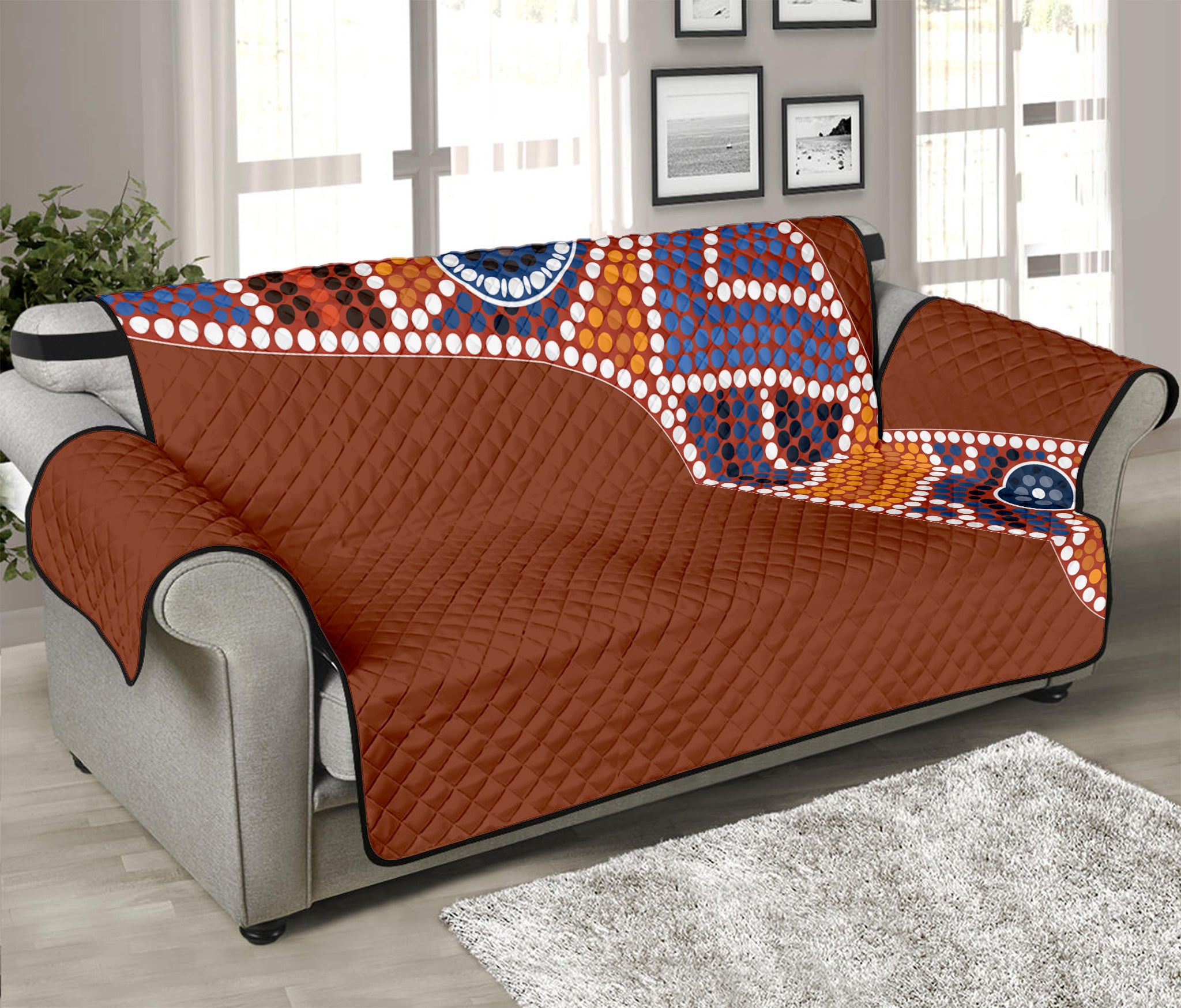 Aboriginal Dot Boomerang Print Sofa Protector