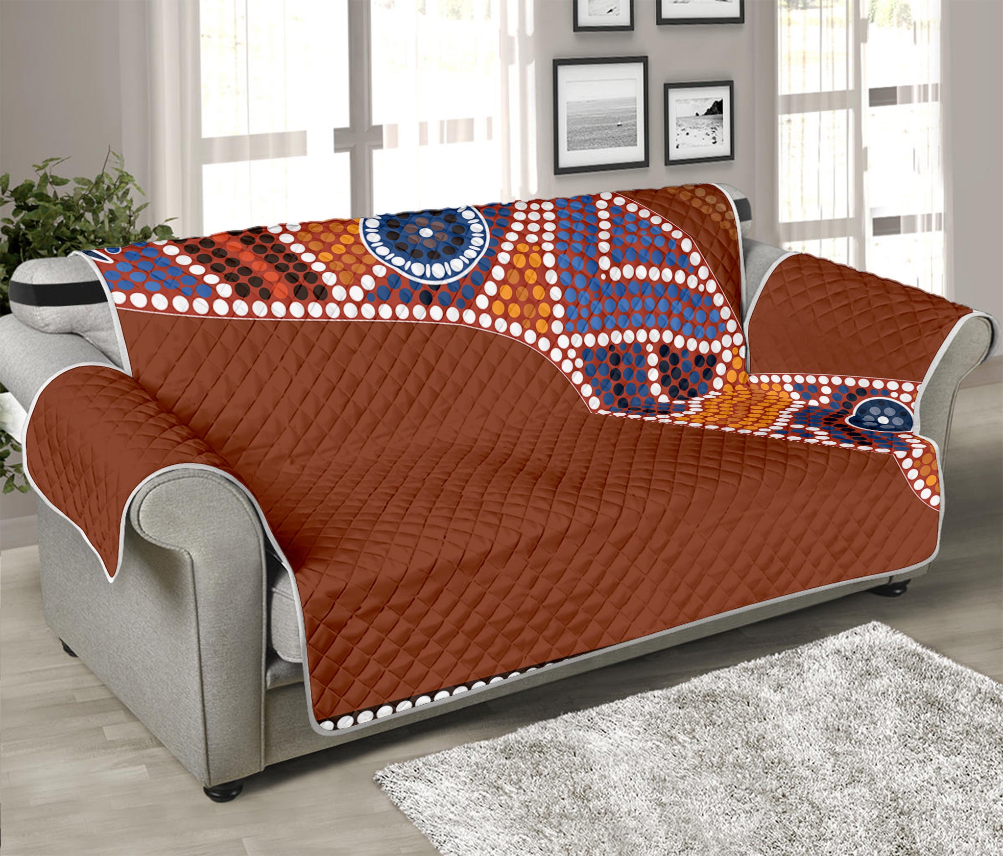 Aboriginal Dot Boomerang Print Sofa Protector