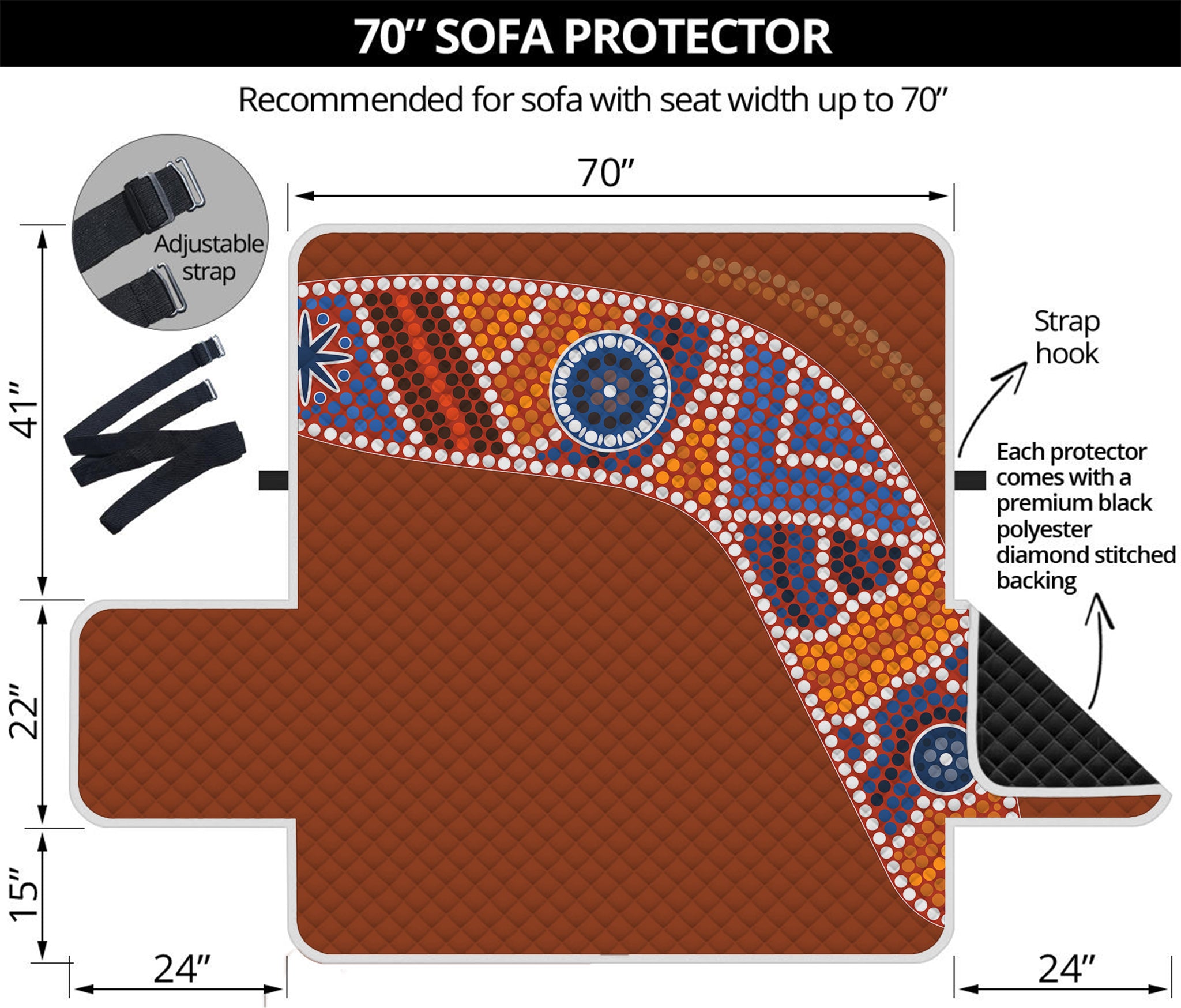 Aboriginal Dot Boomerang Print Sofa Protector