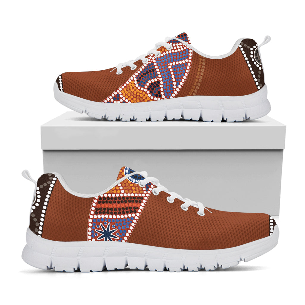 Aboriginal Dot Boomerang Print White Sneakers