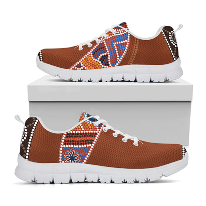 Aboriginal Dot Boomerang Print White Sneakers
