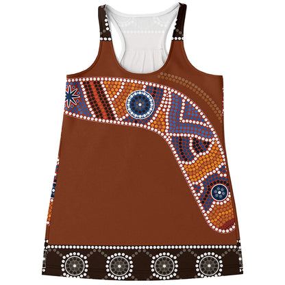 Aboriginal Dot Boomerang Print Women's Racerback Tank Top