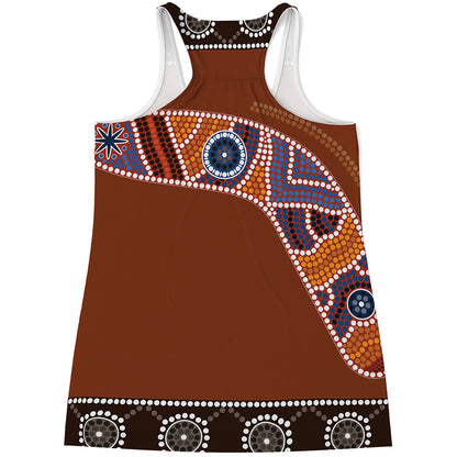 Aboriginal Dot Boomerang Print Women's Racerback Tank Top