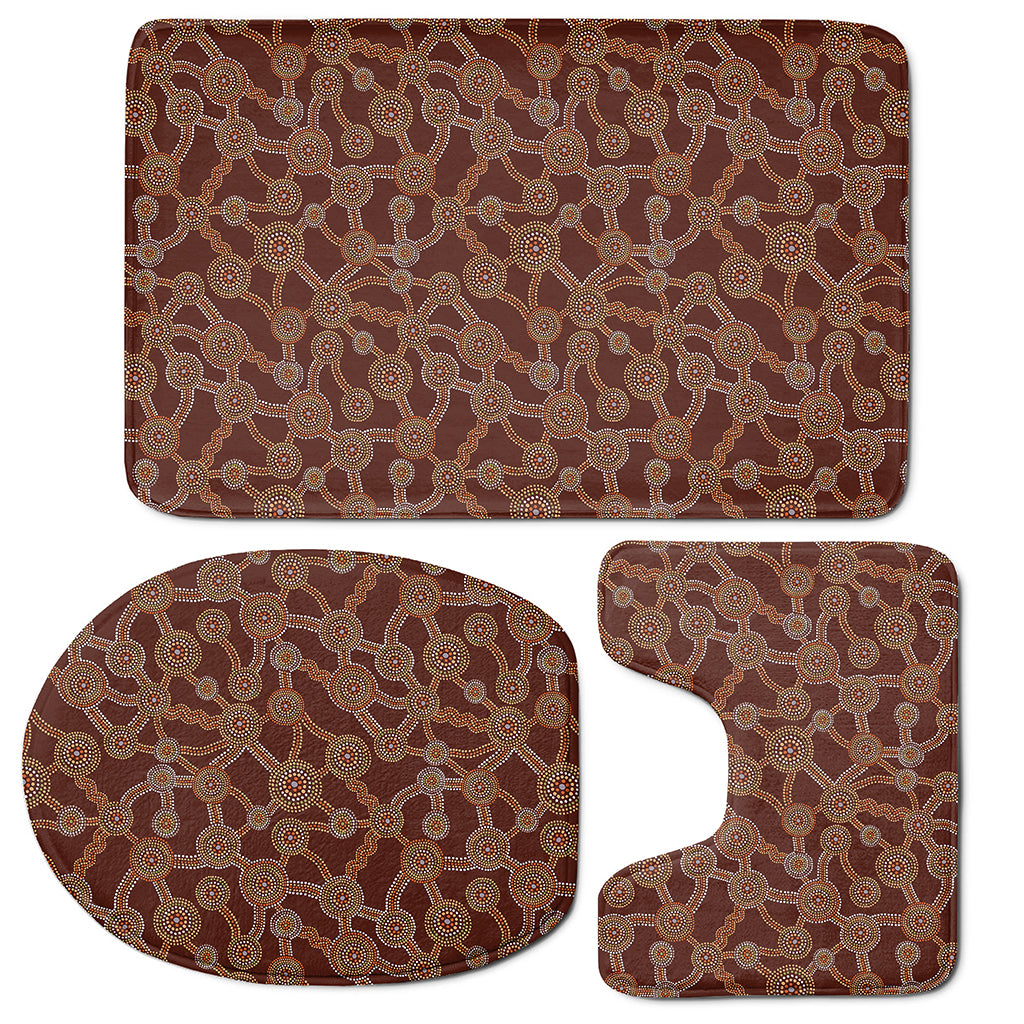 Aboriginal Indigenous Dot Pattern Print 3 Piece Bath Mat Set