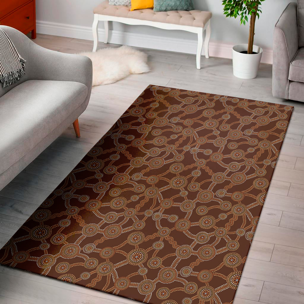 Aboriginal Indigenous Dot Pattern Print Area Rug