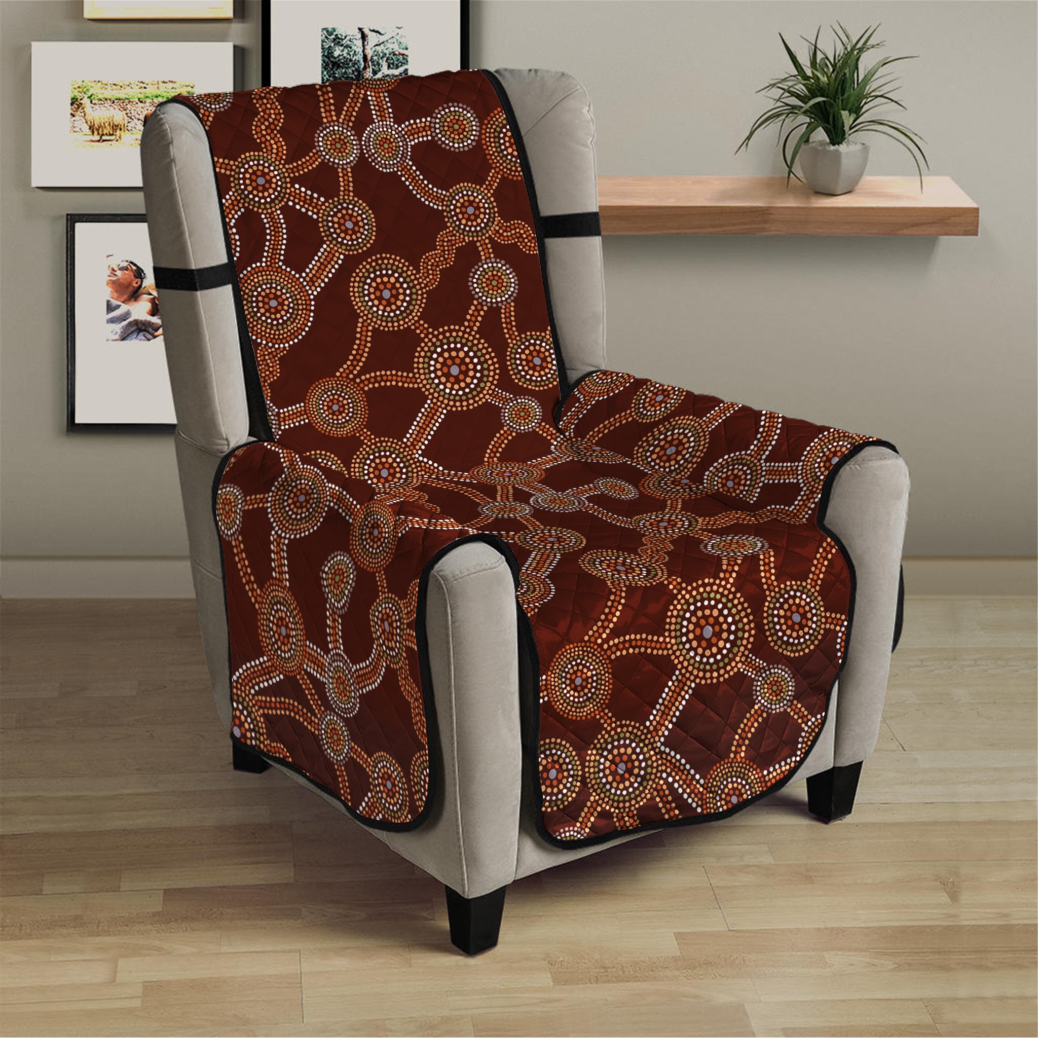 Aboriginal Indigenous Dot Pattern Print Armchair Protector