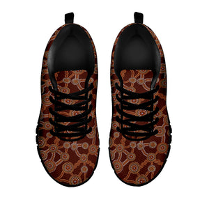 Aboriginal Indigenous Dot Pattern Print Black Sneakers