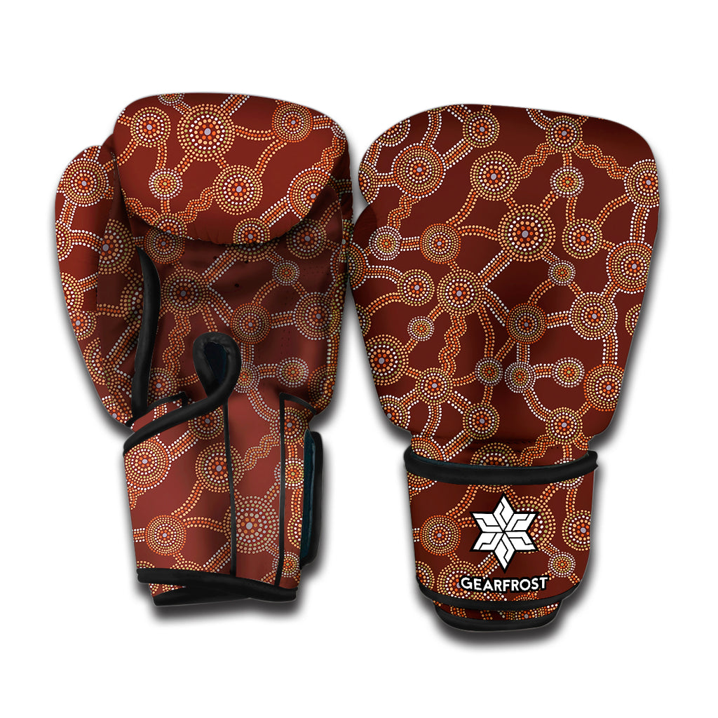 Aboriginal Indigenous Dot Pattern Print Boxing Gloves