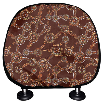 Aboriginal Indigenous Dot Pattern Print Car Headrest Covers