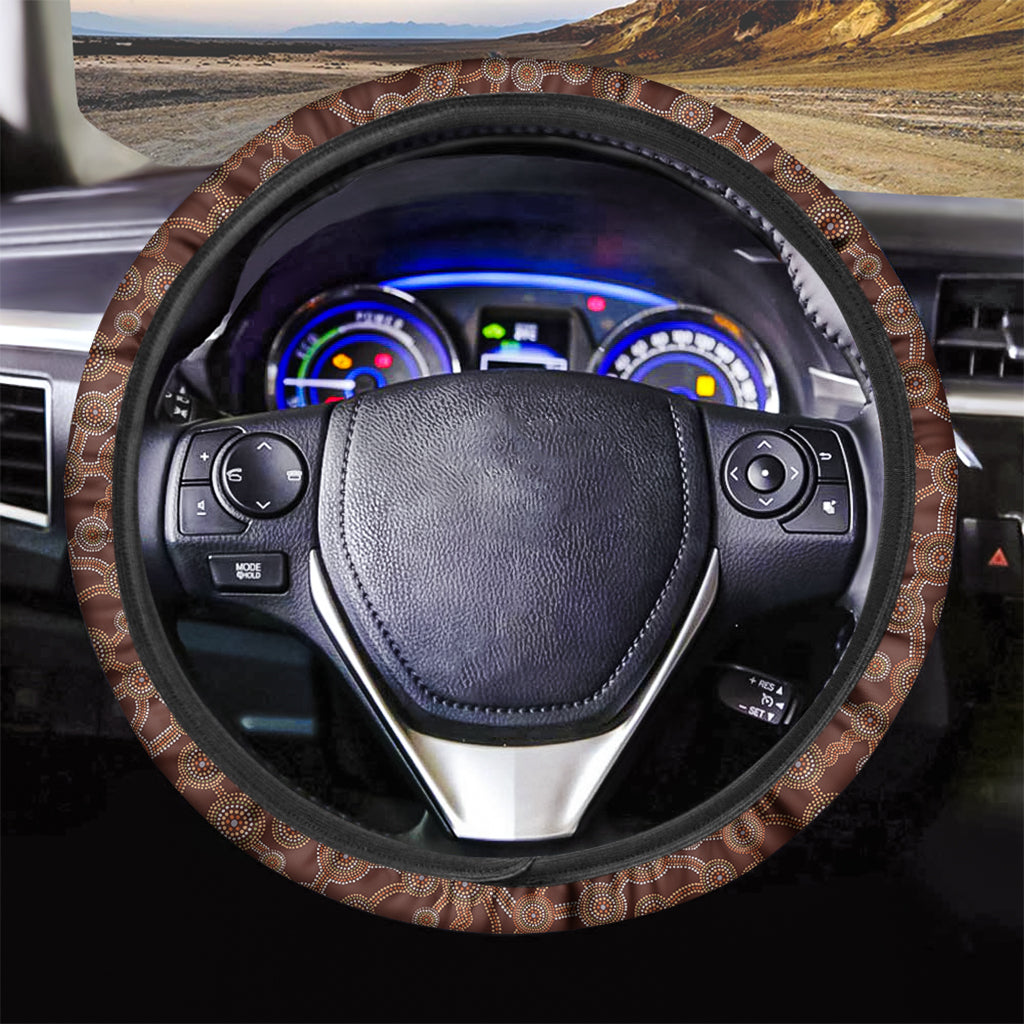 Aboriginal Indigenous Dot Pattern Print Car Steering Wheel Cover