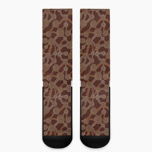 Aboriginal Indigenous Dot Pattern Print Crew Socks