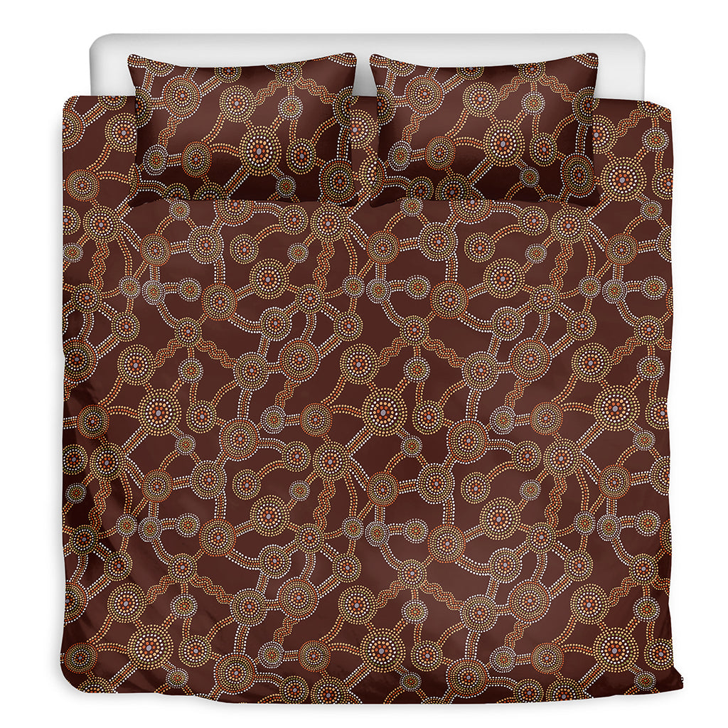 Aboriginal Indigenous Dot Pattern Print Duvet Cover Bedding Set