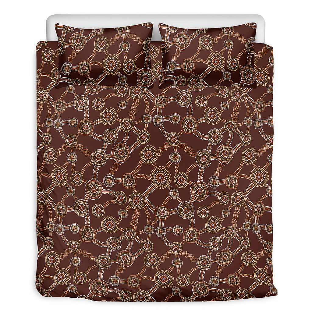 Aboriginal Indigenous Dot Pattern Print Duvet Cover Bedding Set