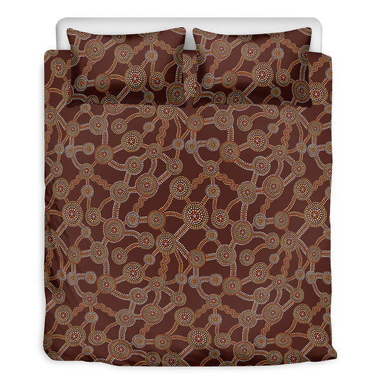 Aboriginal Indigenous Dot Pattern Print Duvet Cover Bedding Set