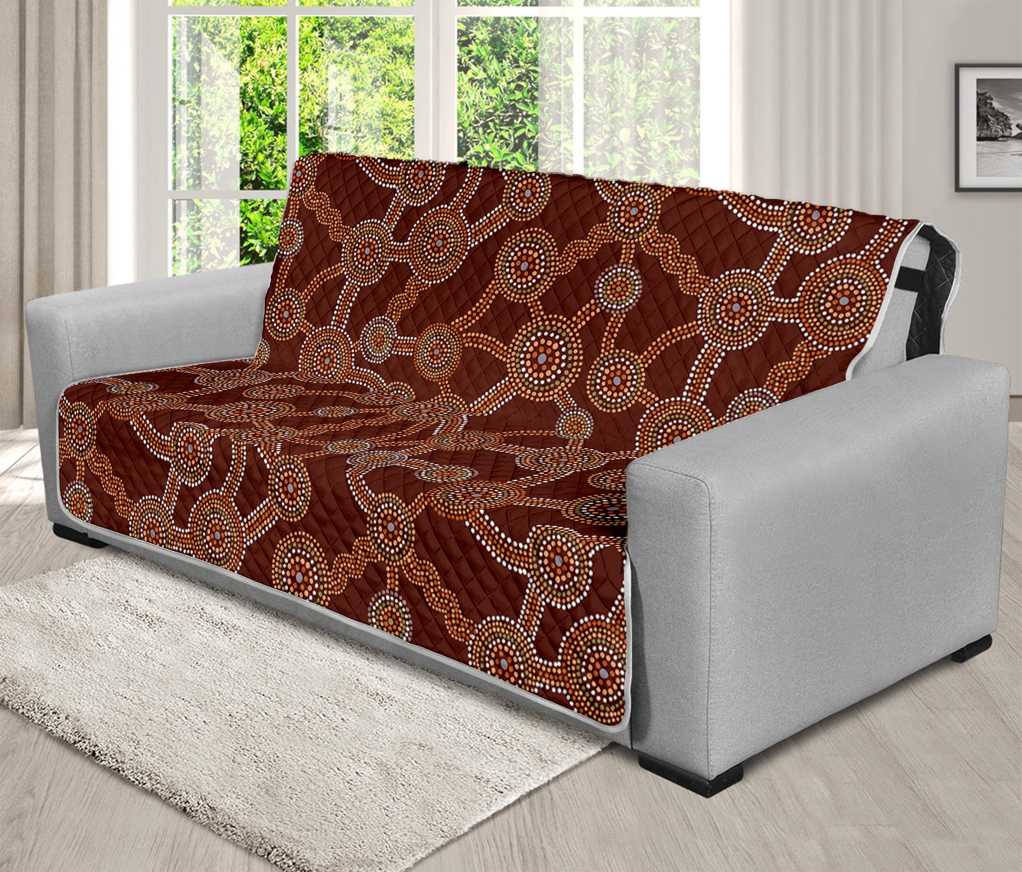 Aboriginal Indigenous Dot Pattern Print Futon Protector