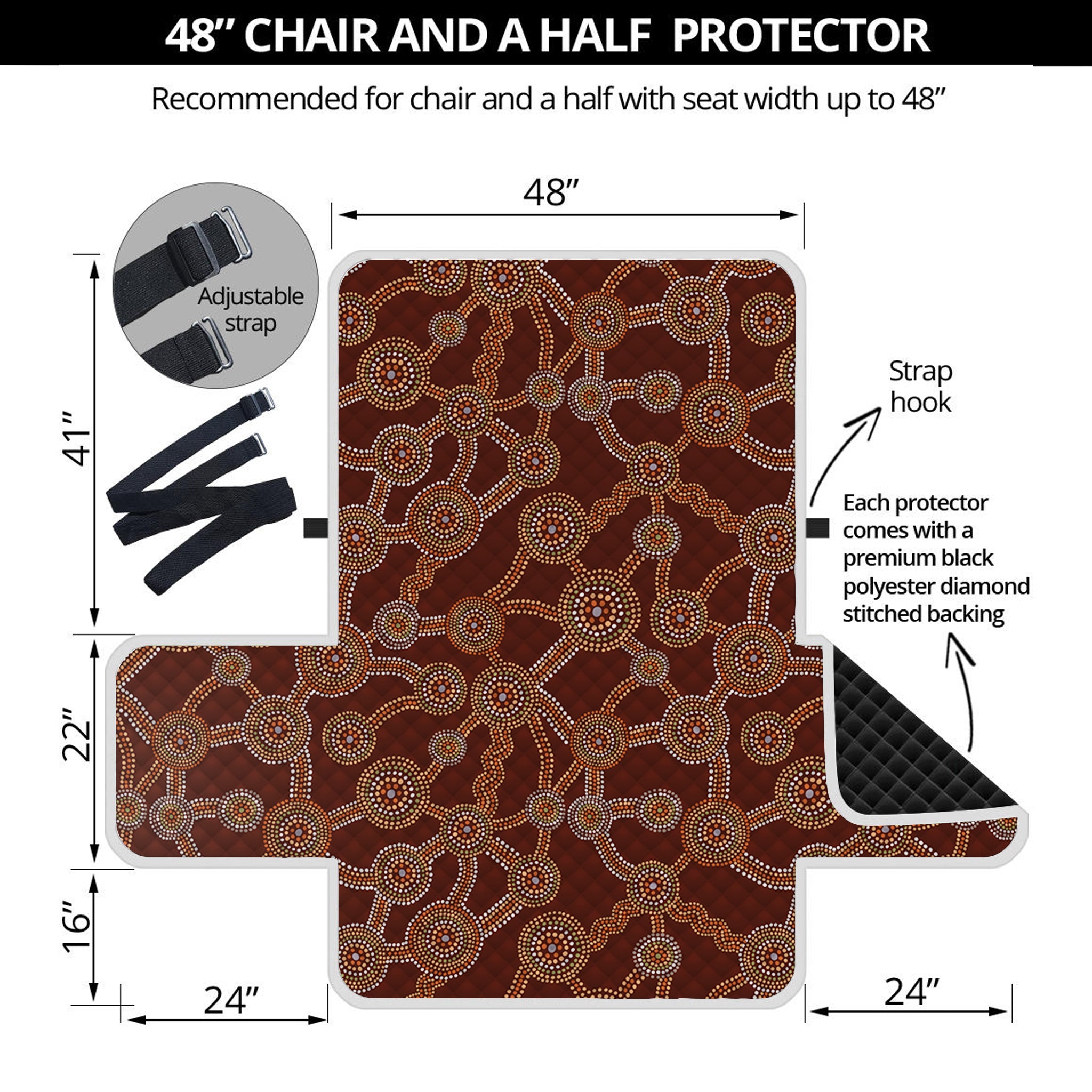 Aboriginal Indigenous Dot Pattern Print Half Sofa Protector