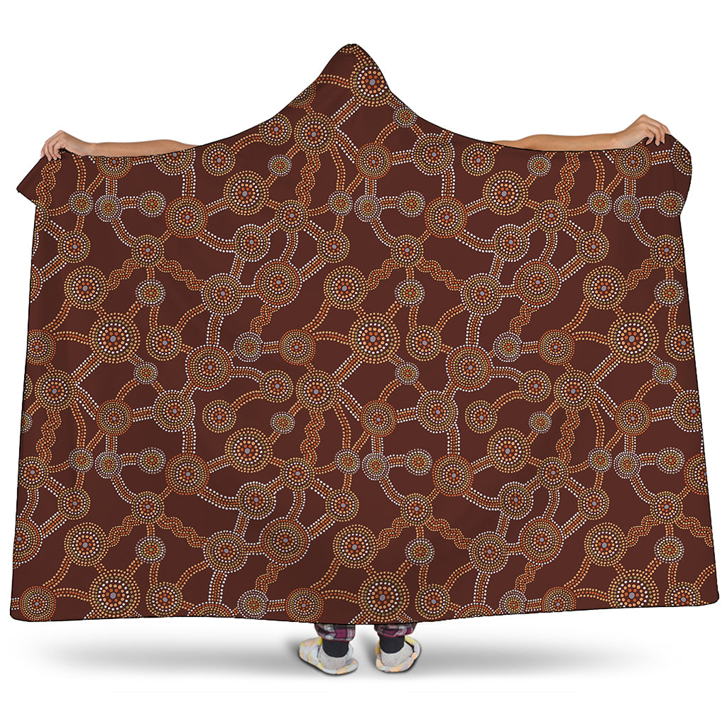 Aboriginal Indigenous Dot Pattern Print Hooded Blanket