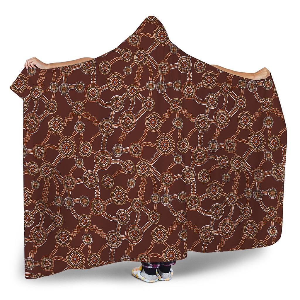 Aboriginal Indigenous Dot Pattern Print Hooded Blanket