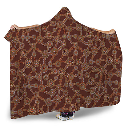 Aboriginal Indigenous Dot Pattern Print Hooded Blanket
