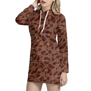 Aboriginal Indigenous Dot Pattern Print Hoodie Dress