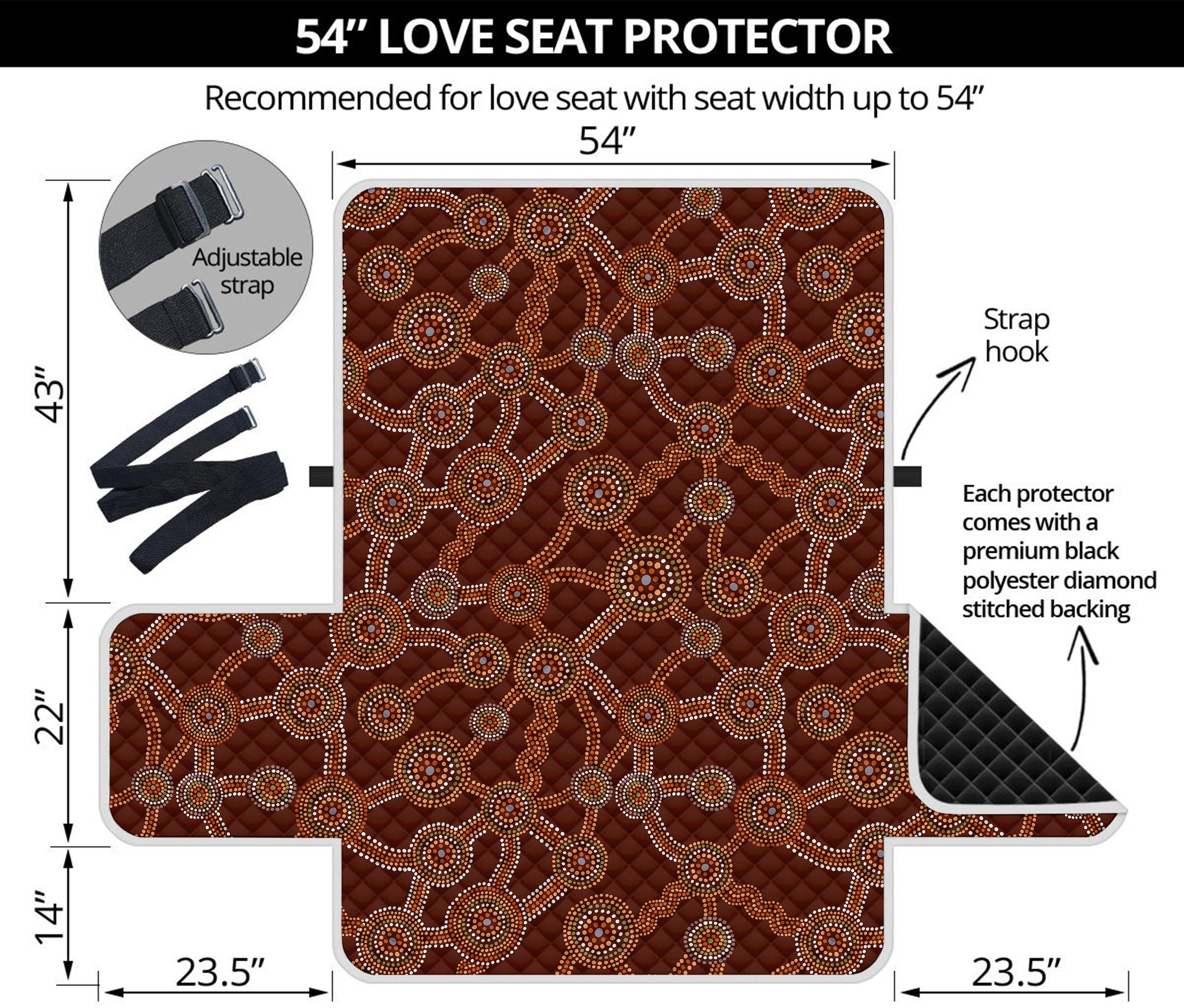 Aboriginal Indigenous Dot Pattern Print Loveseat Protector