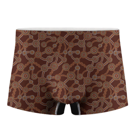 Aboriginal Indigenous Dot Pattern Print Men's Boxer Briefs