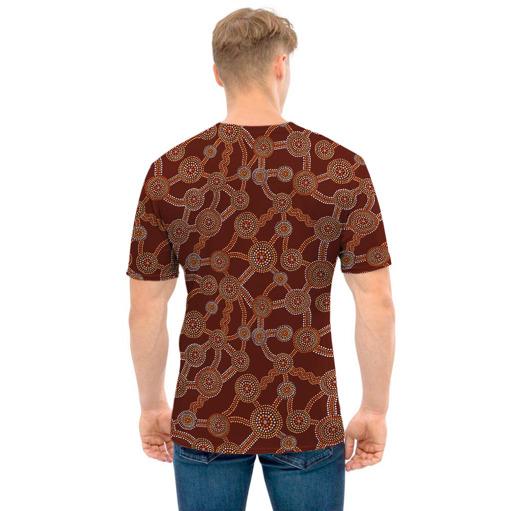 Aboriginal Indigenous Dot Pattern Print Men's T-Shirt