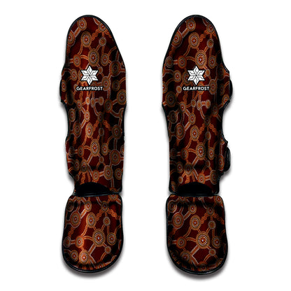 Aboriginal Indigenous Dot Pattern Print Muay Thai Shin Guard