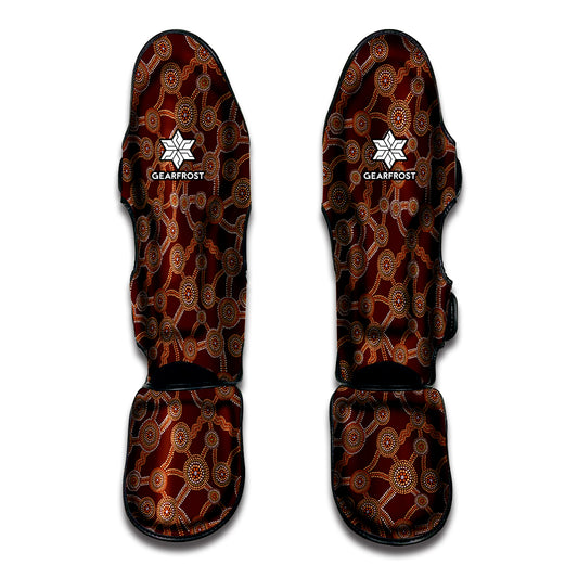 Aboriginal Indigenous Dot Pattern Print Muay Thai Shin Guard