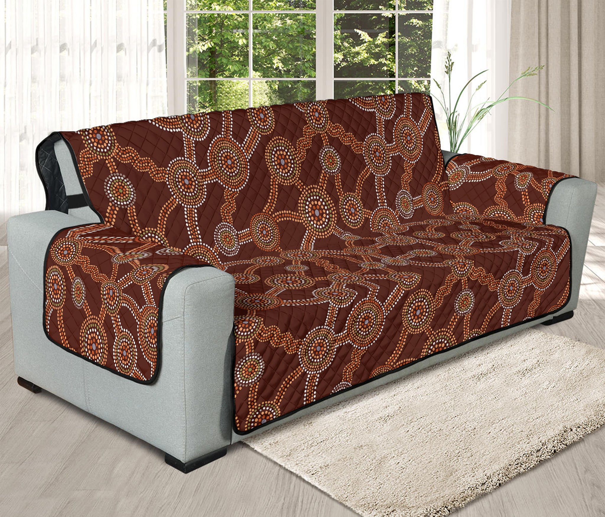 Aboriginal Indigenous Dot Pattern Print Oversized Sofa Protector