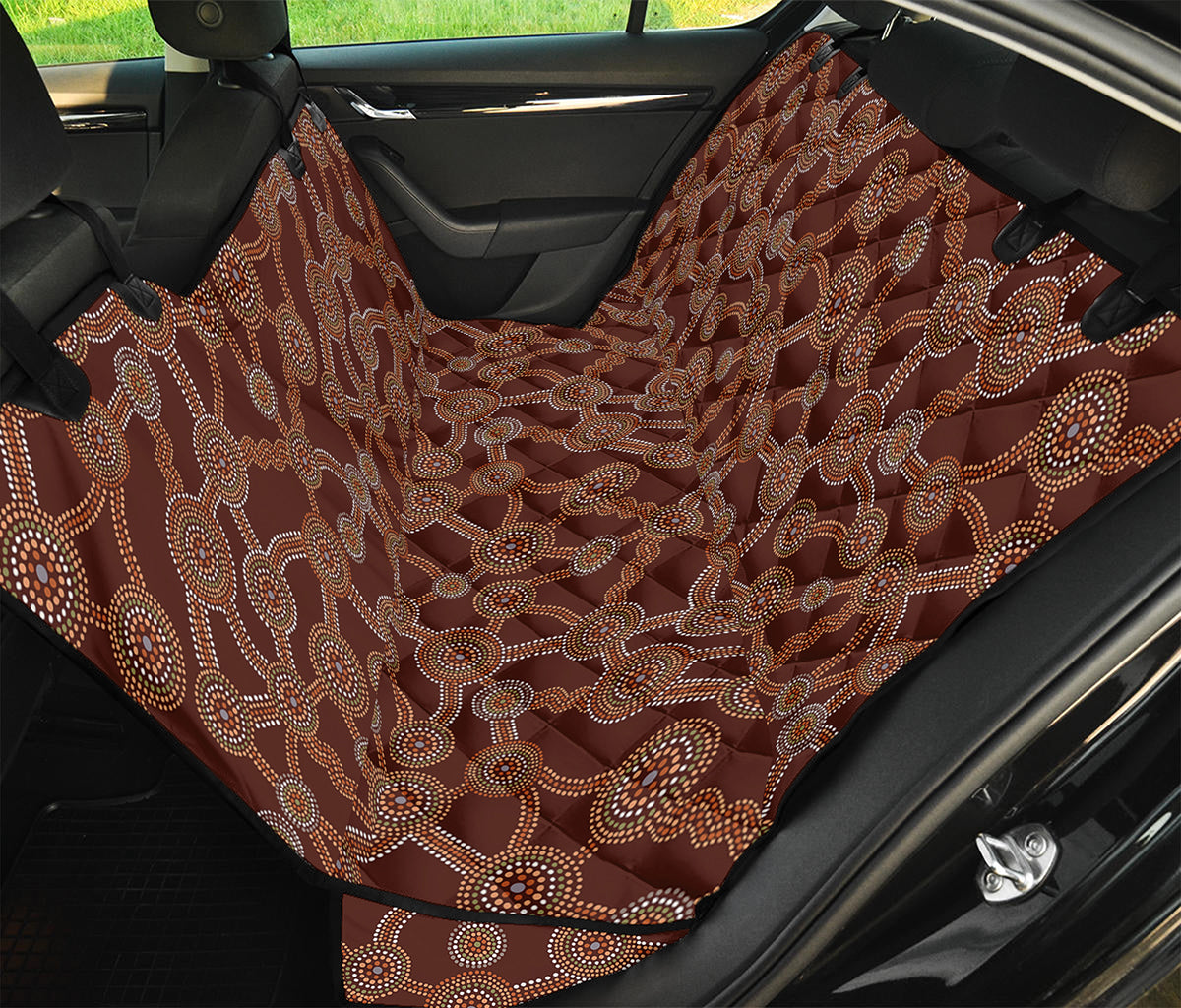 Aboriginal Indigenous Dot Pattern Print Pet Car Back Seat Cover