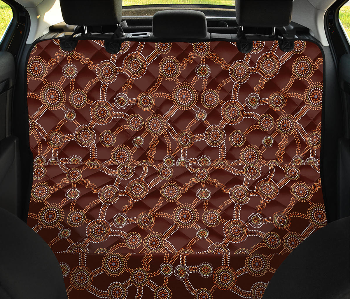 Aboriginal Indigenous Dot Pattern Print Pet Car Back Seat Cover