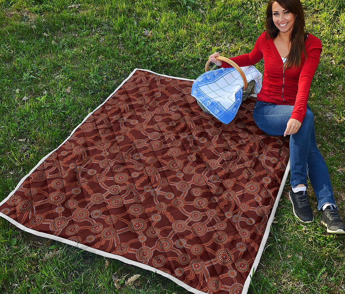 Aboriginal Indigenous Dot Pattern Print Quilt