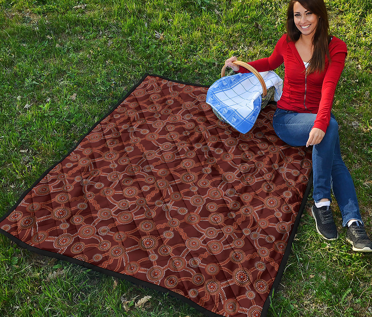 Aboriginal Indigenous Dot Pattern Print Quilt