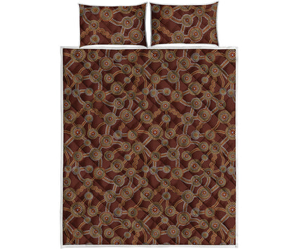 Aboriginal Indigenous Dot Pattern Print Quilt Bed Set