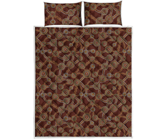Aboriginal Indigenous Dot Pattern Print Quilt Bed Set