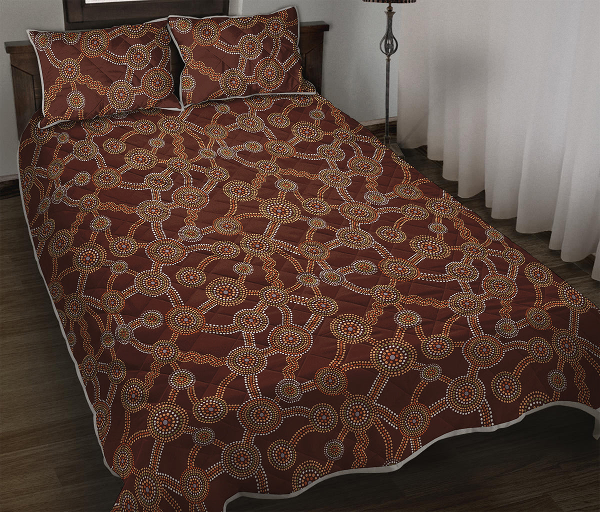 Aboriginal Indigenous Dot Pattern Print Quilt Bed Set
