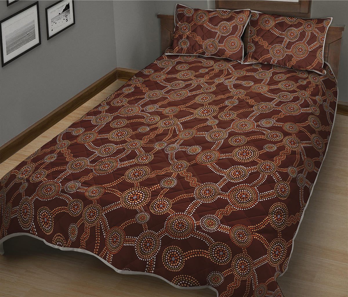 Aboriginal Indigenous Dot Pattern Print Quilt Bed Set