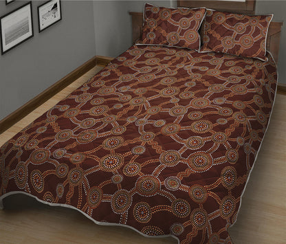 Aboriginal Indigenous Dot Pattern Print Quilt Bed Set